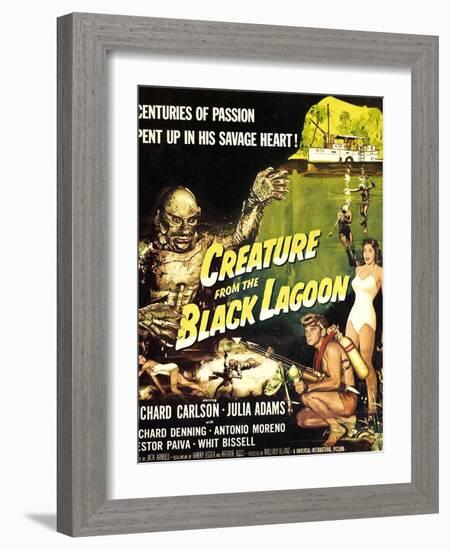 Creature from the Black Lagoon, Richard Carlson, Julie Adams, 1954-null-Framed Art Print