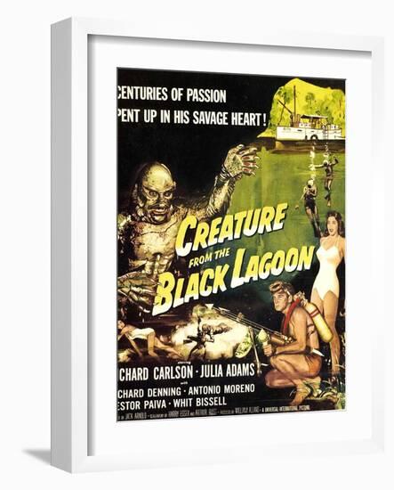 Creature from the Black Lagoon, Richard Carlson, Julie Adams, 1954-null-Framed Art Print