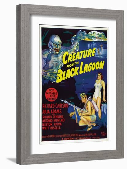 Creature from the Black Lagoon, Richard Carlson, Julie Adams, 1954-null-Framed Art Print