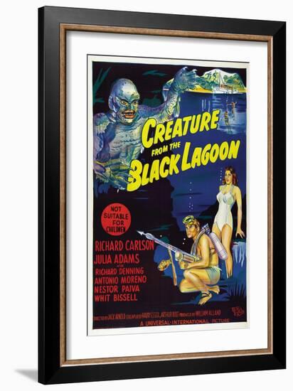 Creature from the Black Lagoon, Richard Carlson, Julie Adams, 1954-null-Framed Premium Giclee Print