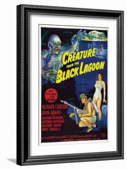 Creature from the Black Lagoon, Richard Carlson, Julie Adams, 1954-null-Framed Premium Giclee Print