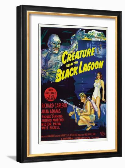 Creature from the Black Lagoon, Richard Carlson, Julie Adams, 1954-null-Framed Premium Giclee Print