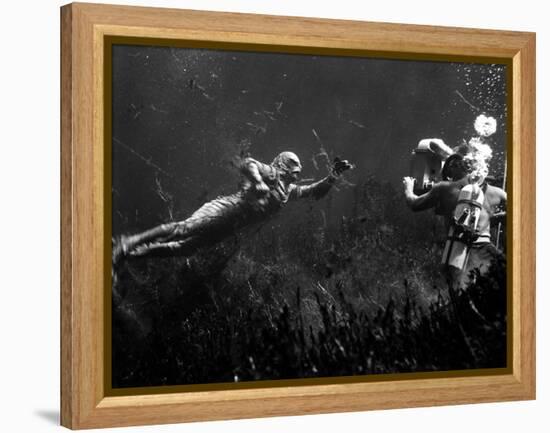 Creature from the Black Lagoon, Shooting Underwater Scene, 1954-null-Framed Stretched Canvas