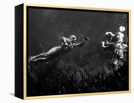 Creature from the Black Lagoon, Shooting Underwater Scene, 1954-null-Framed Stretched Canvas