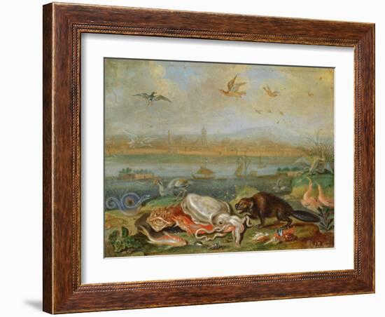 Creatures from the Four Continents in a Landscape with a View of Canton in the Background-Ferdinand van Kessel-Framed Giclee Print