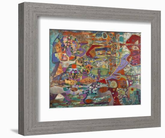 Creatures in Red and Green-Alise Loebelsohn-Framed Art Print