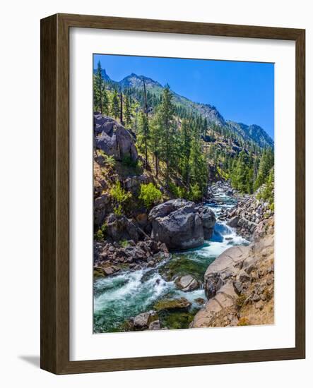 Creek flowing through rocks, Icicle Creek, Leavenworth, Washington State, USA-null-Framed Photographic Print