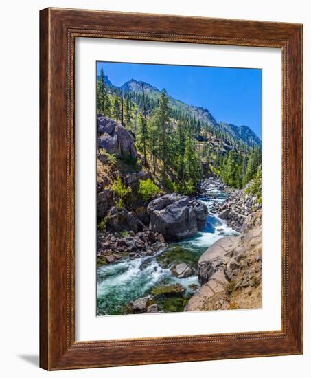 Creek flowing through rocks, Icicle Creek, Leavenworth, Washington State, USA-null-Framed Photographic Print