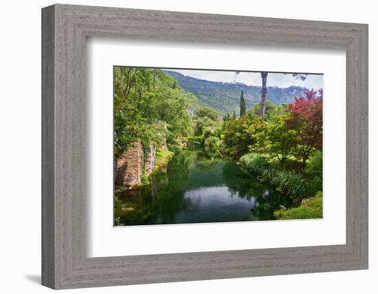Creek in a Garden with Historic Ruins-George Oze-Framed Photographic Print