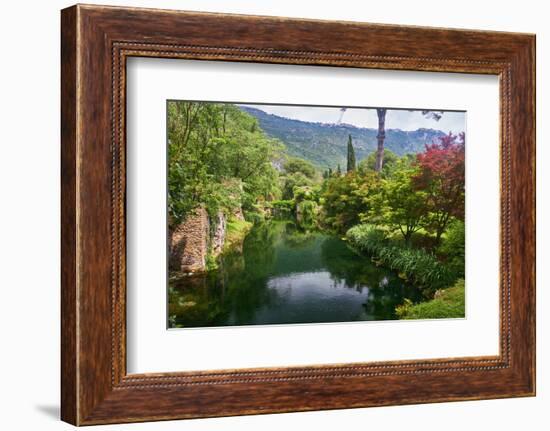 Creek in a Garden with Historic Ruins-George Oze-Framed Photographic Print