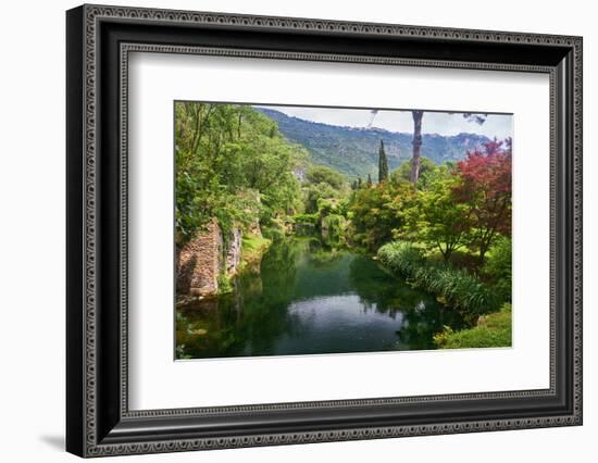 Creek in a Garden with Historic Ruins-George Oze-Framed Photographic Print