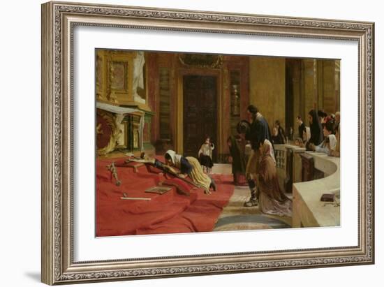 'Creeping to the Cross' on Good Friday at the Church of San Carlo Ai Catinari, Rome, 1884 (Oil on C-Remy Cogghe-Framed Giclee Print