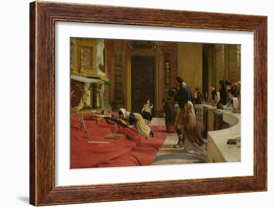 'Creeping to the Cross' on Good Friday at the Church of San Carlo Ai Catinari, Rome, 1884 (Oil on C-Remy Cogghe-Framed Giclee Print