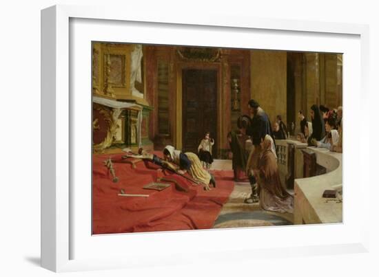 'Creeping to the Cross' on Good Friday at the Church of San Carlo Ai Catinari, Rome, 1884 (Oil on C-Remy Cogghe-Framed Giclee Print