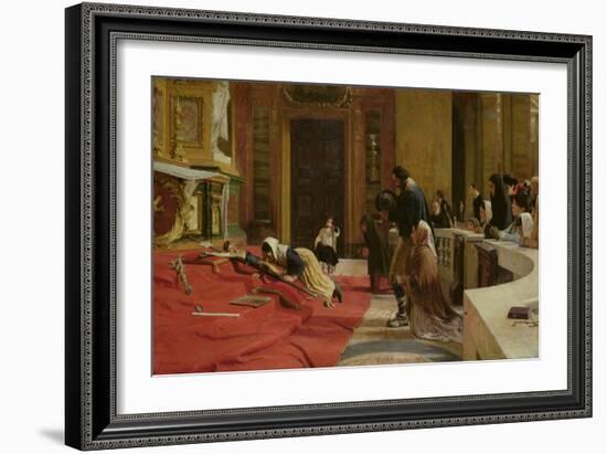 'Creeping to the Cross' on Good Friday at the Church of San Carlo Ai Catinari, Rome, 1884 (Oil on C-Remy Cogghe-Framed Giclee Print