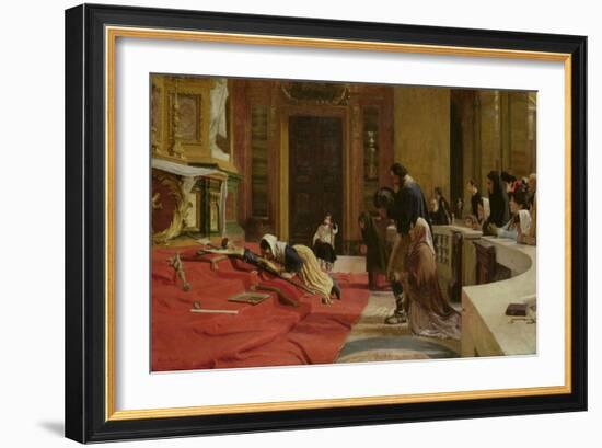 'Creeping to the Cross' on Good Friday at the Church of San Carlo Ai Catinari, Rome, 1884 (Oil on C-Remy Cogghe-Framed Giclee Print