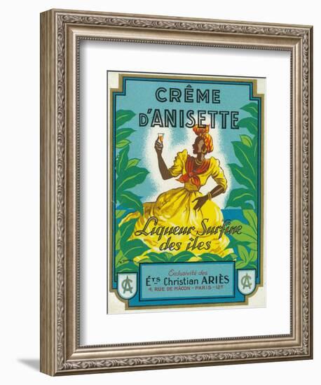 Creme d'Anisette Liqueur Surfine des iles Brand Rum Label-Lantern Press-Framed Art Print