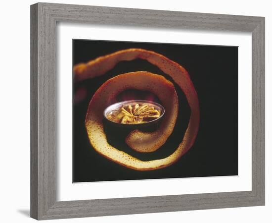 Crepes Suzette Simmering in Pan of Cointreau Surrounded by Swirl of Orange Peel-John Dominis-Framed Photographic Print