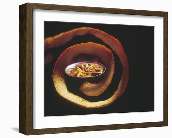 Crepes Suzette Simmering in Pan of Cointreau Surrounded by Swirl of Orange Peel-John Dominis-Framed Photographic Print