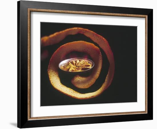 Crepes Suzette Simmering in Pan of Cointreau Surrounded by Swirl of Orange Peel-John Dominis-Framed Photographic Print