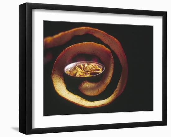 Crepes Suzette Simmering in Pan of Cointreau Surrounded by Swirl of Orange Peel-John Dominis-Framed Photographic Print