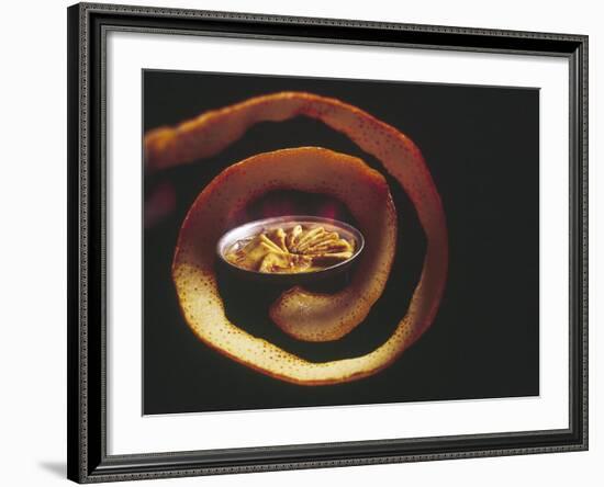 Crepes Suzette Simmering in Pan of Cointreau Surrounded by Swirl of Orange Peel-John Dominis-Framed Photographic Print