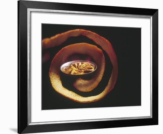 Crepes Suzette Simmering in Pan of Cointreau Surrounded by Swirl of Orange Peel-John Dominis-Framed Photographic Print