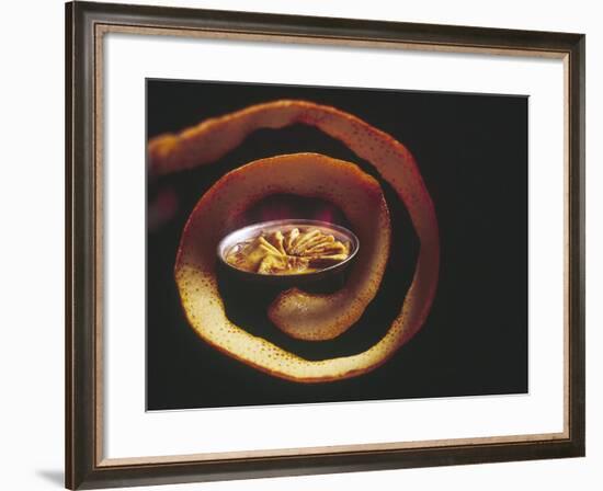 Crepes Suzette Simmering in Pan of Cointreau Surrounded by Swirl of Orange Peel-John Dominis-Framed Photographic Print