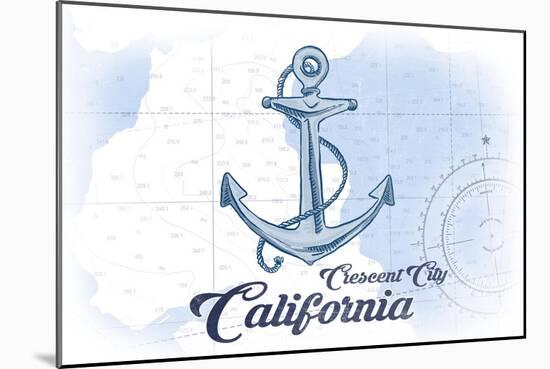 Crescent City, California - Anchor - Blue - Coastal Icon-Lantern Press-Mounted Art Print