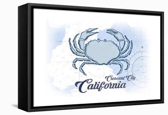 Crescent City, California - Crab - Blue - Coastal Icon-Lantern Press-Framed Stretched Canvas