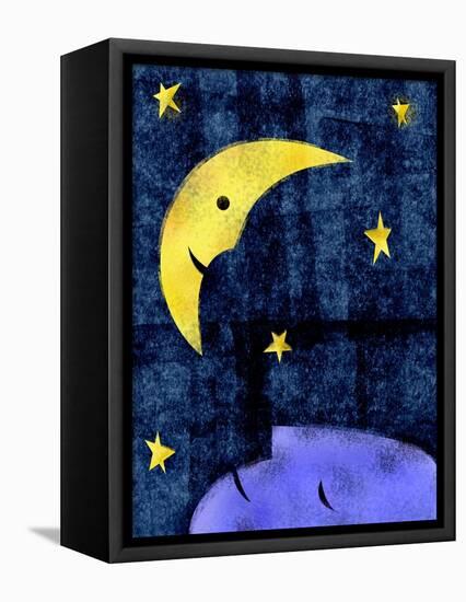 Crescent moon and sleeping man-Harry Briggs-Framed Premier Image Canvas