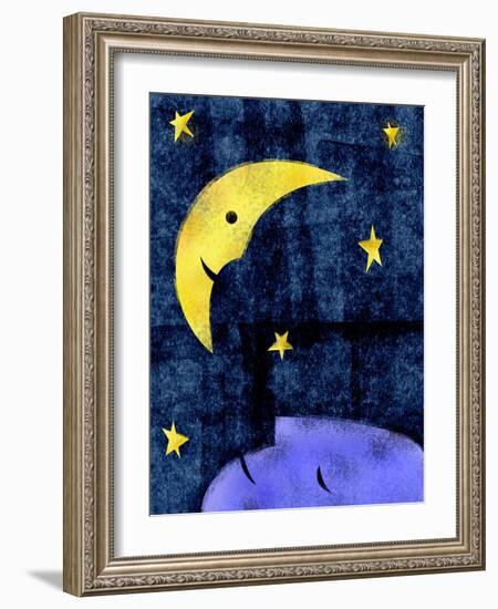 Crescent moon and sleeping man-Harry Briggs-Framed Giclee Print