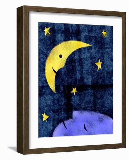 Crescent moon and sleeping man-Harry Briggs-Framed Giclee Print