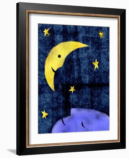 Crescent moon and sleeping man-Harry Briggs-Framed Giclee Print