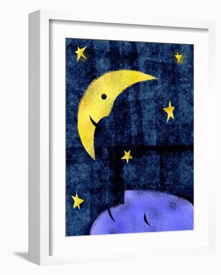 Crescent moon and sleeping man-Harry Briggs-Framed Giclee Print