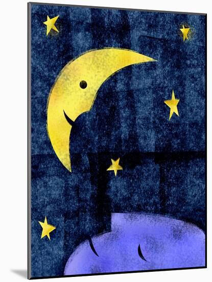 Crescent moon and sleeping man-Harry Briggs-Mounted Giclee Print