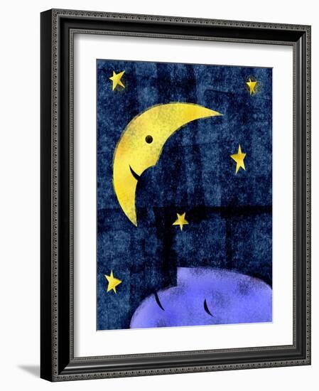 Crescent moon and sleeping man-Harry Briggs-Framed Giclee Print