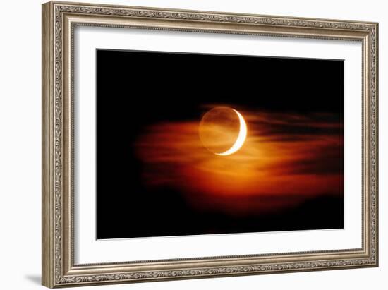 Crescent Moon At Sunset-Laurent Laveder-Framed Photographic Print