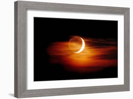 Crescent Moon At Sunset-Laurent Laveder-Framed Photographic Print