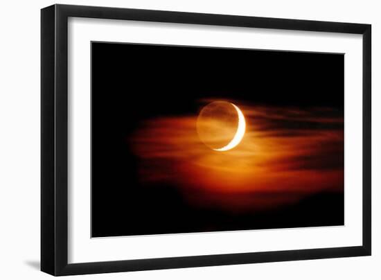 Crescent Moon At Sunset-Laurent Laveder-Framed Photographic Print