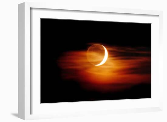 Crescent Moon At Sunset-Laurent Laveder-Framed Photographic Print