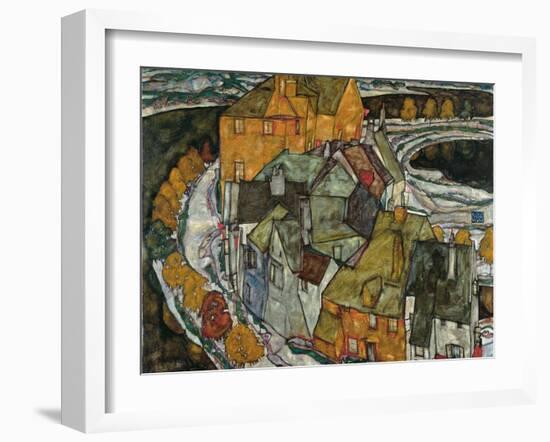 Crescent of Houses II (Island Tow), 1915-Egon Schiele-Framed Giclee Print