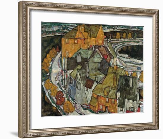 Crescent of Houses II (Island Town), 1915-Egon Schiele-Framed Premium Giclee Print