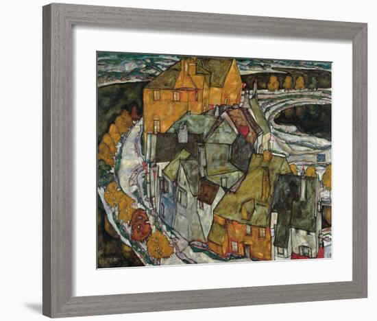 Crescent of Houses II (Island Town), 1915-Egon Schiele-Framed Premium Giclee Print