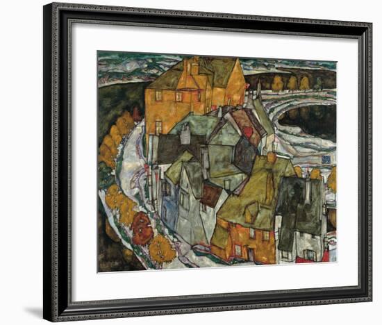 Crescent of Houses II (Island Town), 1915-Egon Schiele-Framed Premium Giclee Print