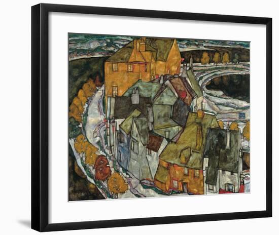 Crescent of Houses II (Island Town), 1915-Egon Schiele-Framed Premium Giclee Print