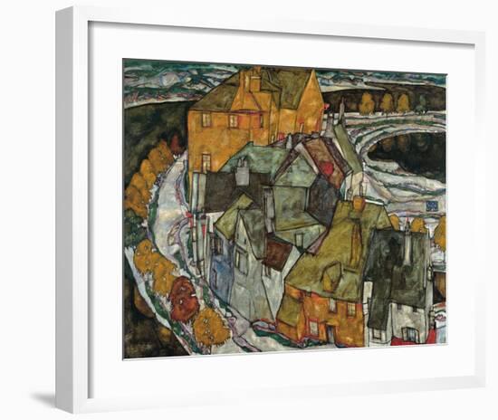 Crescent of Houses II (Island Town), 1915-Egon Schiele-Framed Premium Giclee Print