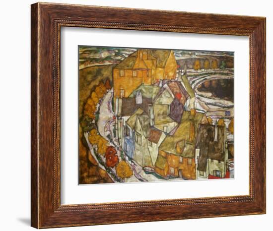 Crescent of Houses, Island Town, c.1915-Egon Schiele-Framed Art Print