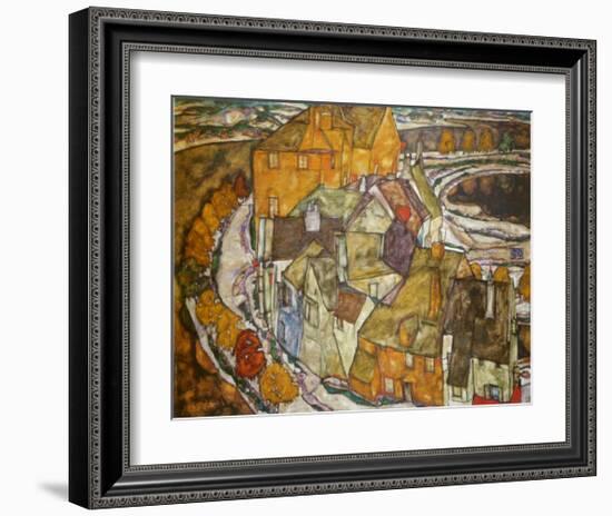 Crescent of Houses, Island Town, c.1915-Egon Schiele-Framed Art Print