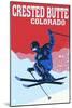 Crested Butte, Colorado - Colorblocked Skier-Lantern Press-Mounted Art Print